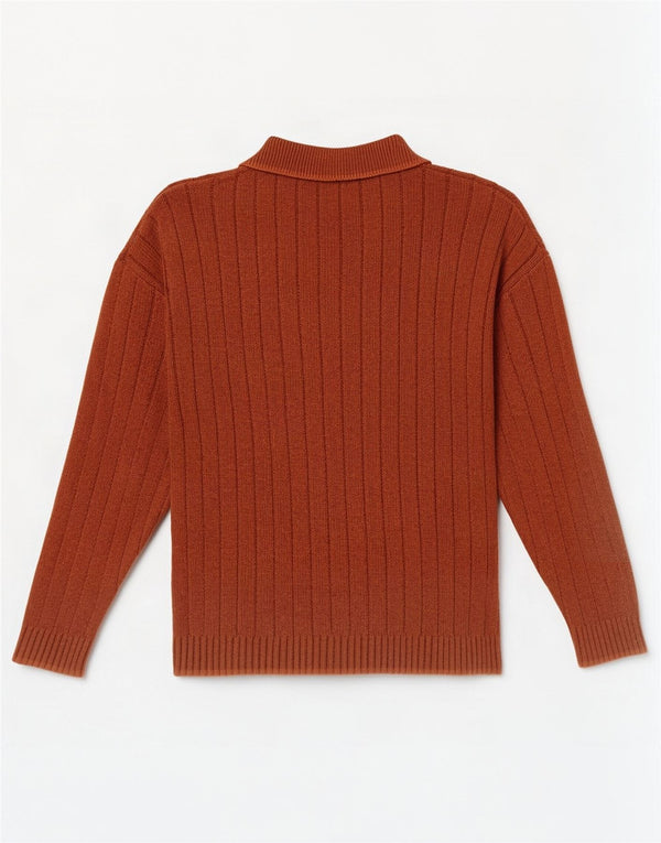 Maglione vintage da uomo con collo alto XL in cotone arancione