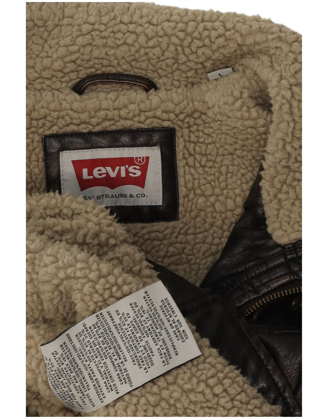 Levi's Giacca Sherpa da uomo in ecopelle UK 40 Large Marrone Poliuretano