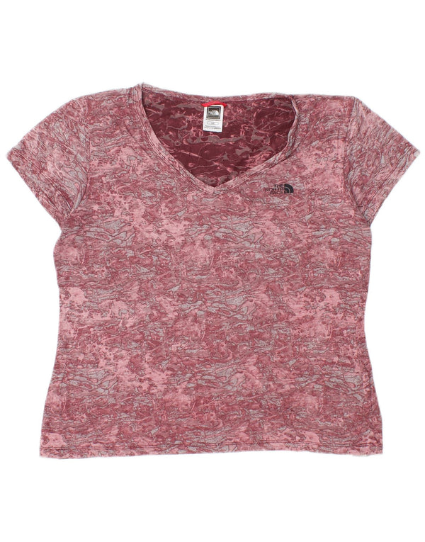 The North Face T-shirt da donna Top UK 16 Large Pink Camouflage Cotton