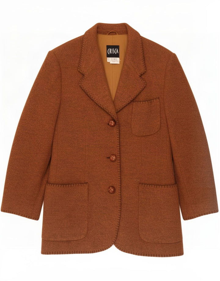 Crisca Giacca Blazer da Donna a 3 Bottoni EU 38 Lana Marrone Medio