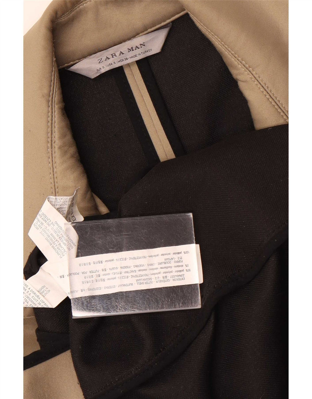 Cappotto doppiopetto da uomo Zara UK 36 piccolo poliestere beige