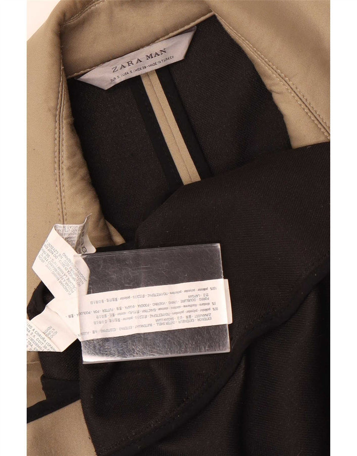 Cappotto doppiopetto da uomo Zara UK 36 piccolo poliestere beige
