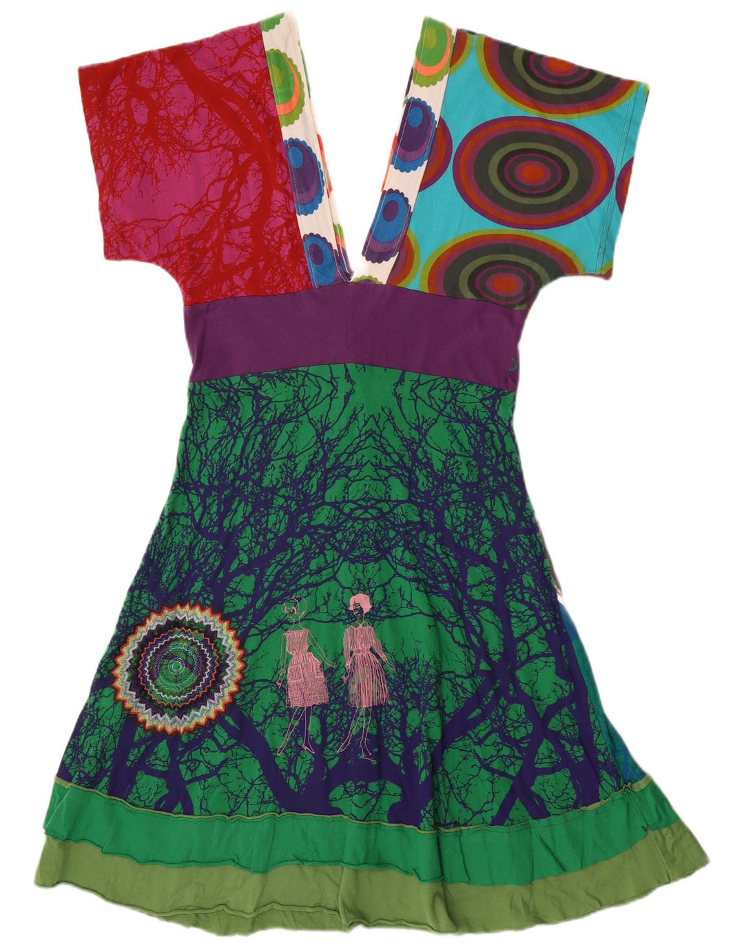 Desigual Abito da donna a trapezio con motivo astratto UK 12 medio multicolore