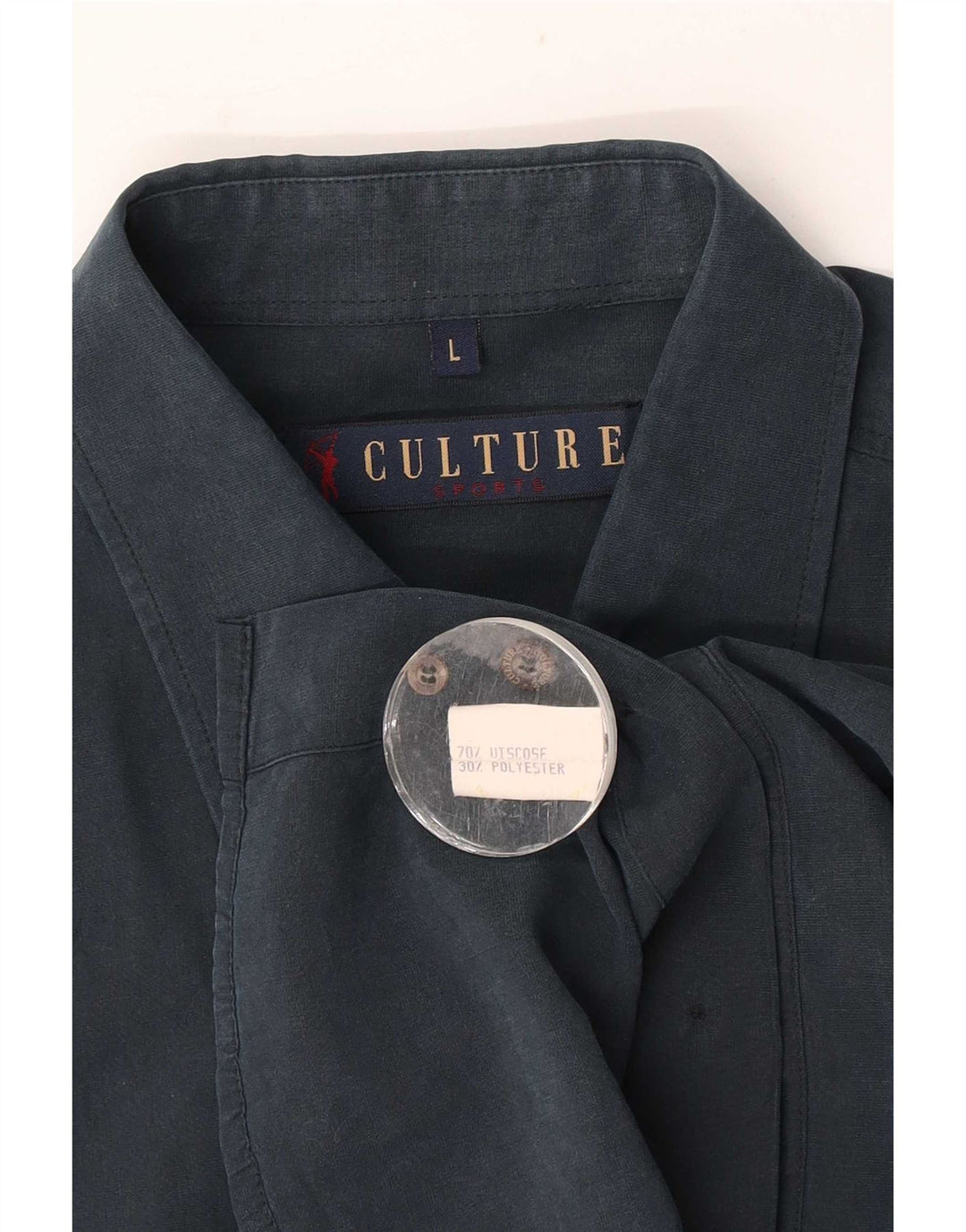 Camicia vintage da uomo grande in viscosa blu navy
