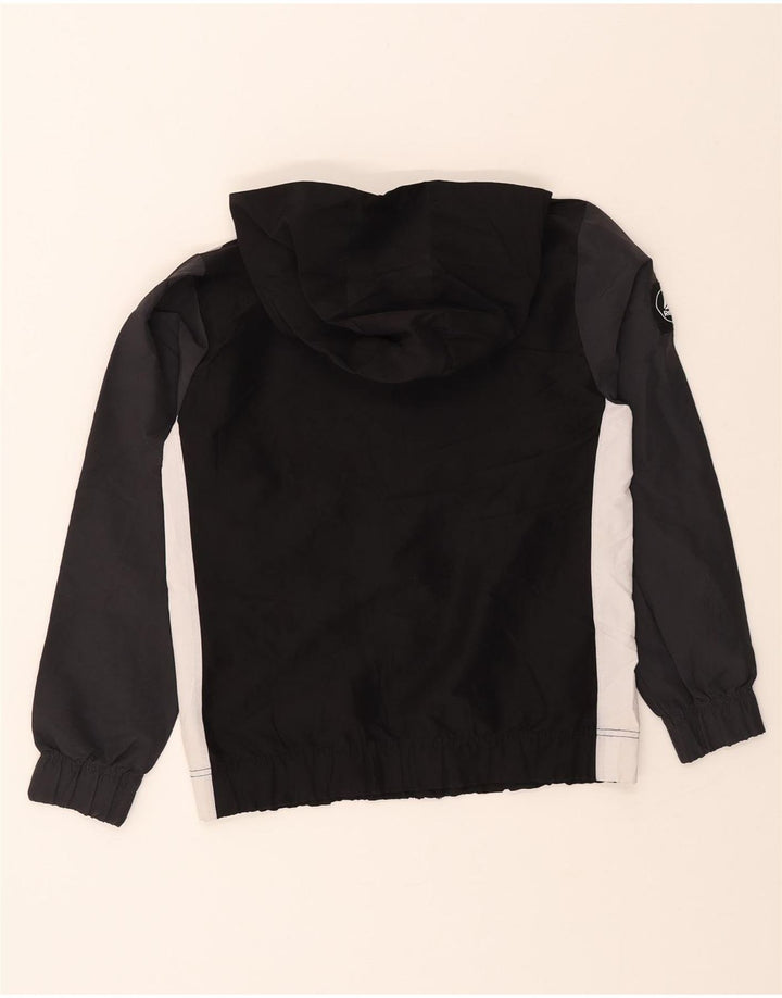 REEBOK Boys Graphic Hooded Rain Jacket 10-11 Years Large Black Colourblock Vintage Reebok and Second-Hand Reebok from Messina Hembry 