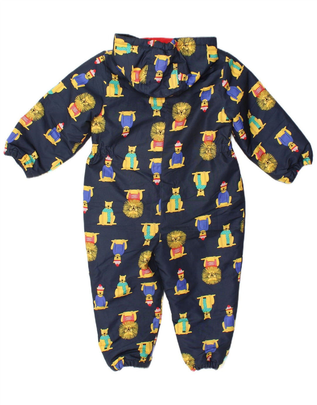 JOULES Boys Outside Hooded Jumpsuit 2-3 Years  Navy Blue Animal Print