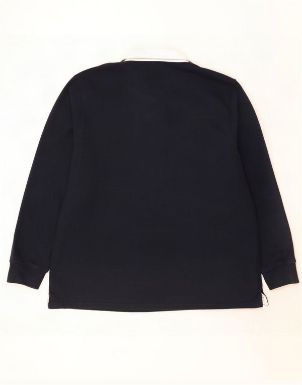 Marks & Spencer Polo da rugby a maniche lunghe da uomo 4XL Cotone blu navy
