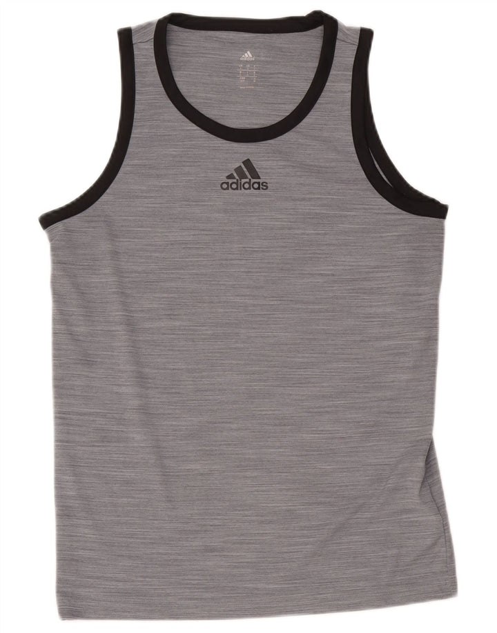 Canotta Adidas da uomo piccola in poliestere chiazzato grigio