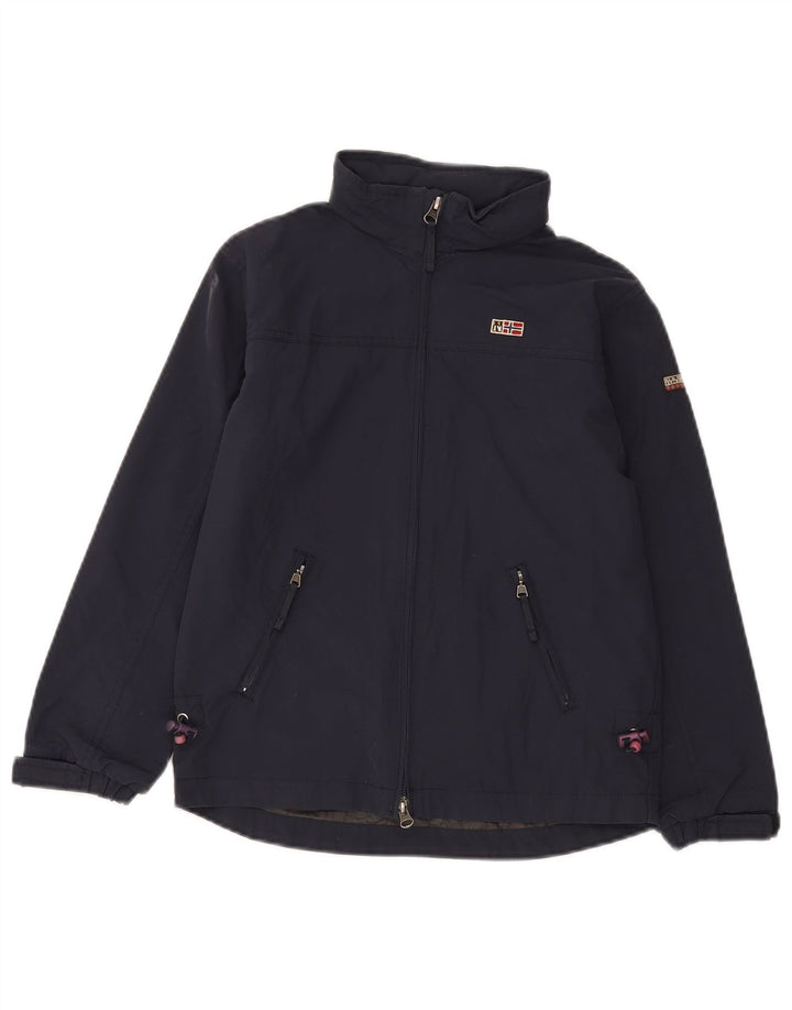 Giacca antipioggia con cappuccio per ragazzi Napapijri 9-10 anni in poliammide blu navy