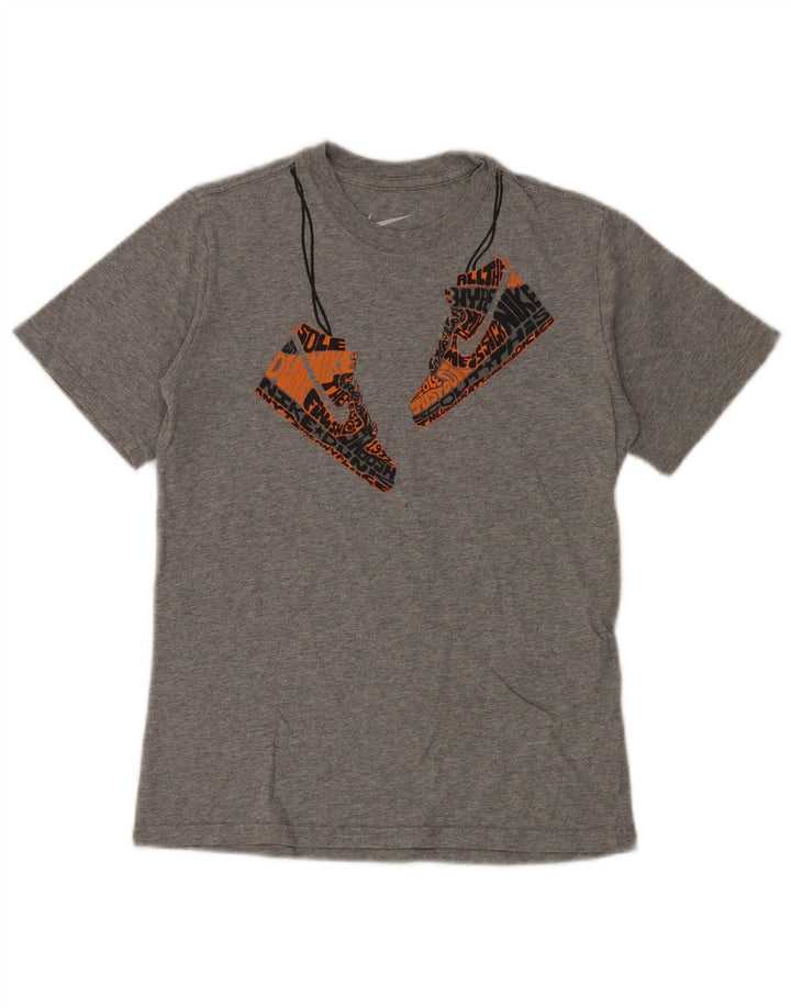 T-shirt grafica da ragazzo Nike Top 10-11 anni in cotone grigio medio