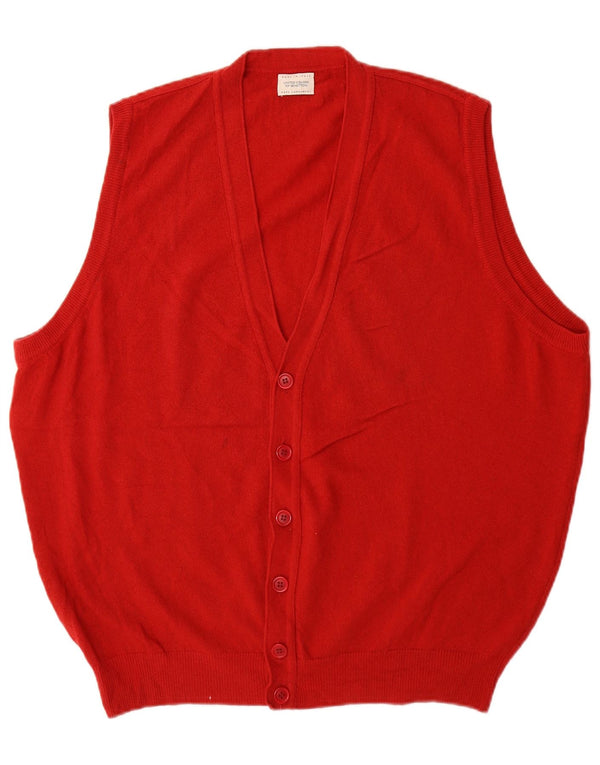 Maglione Cardigan Senza Maniche Da Uomo Benetton Grande In Lana Rossa