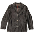 Giacca blazer a 3 bottoni da donna Pierre Cardin UK 14 grande in pelle nera