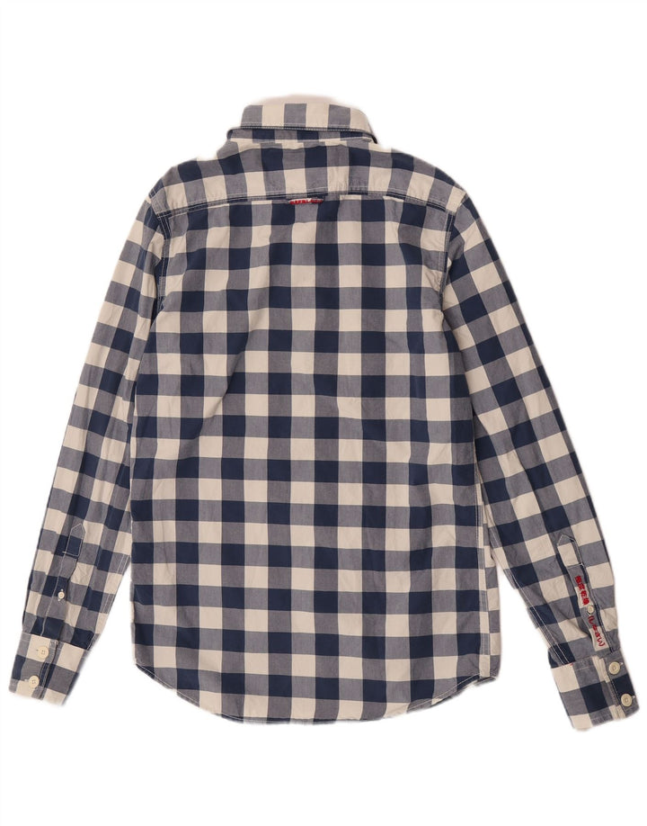 Camicia da uomo Superdry in cotone a quadretti blu medio