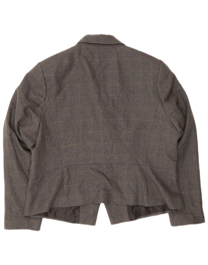 Giacca blazer a 1 bottone Marks & Spencer da donna UK 18 XL poliestere a quadri grigio
