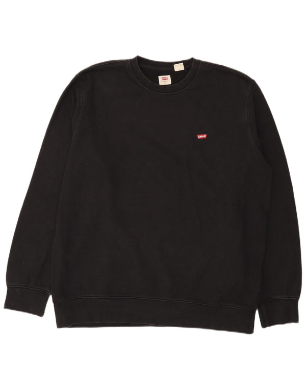 Levi's Uomo Standard Fit Felpa Maglione Grande Cotone Nero