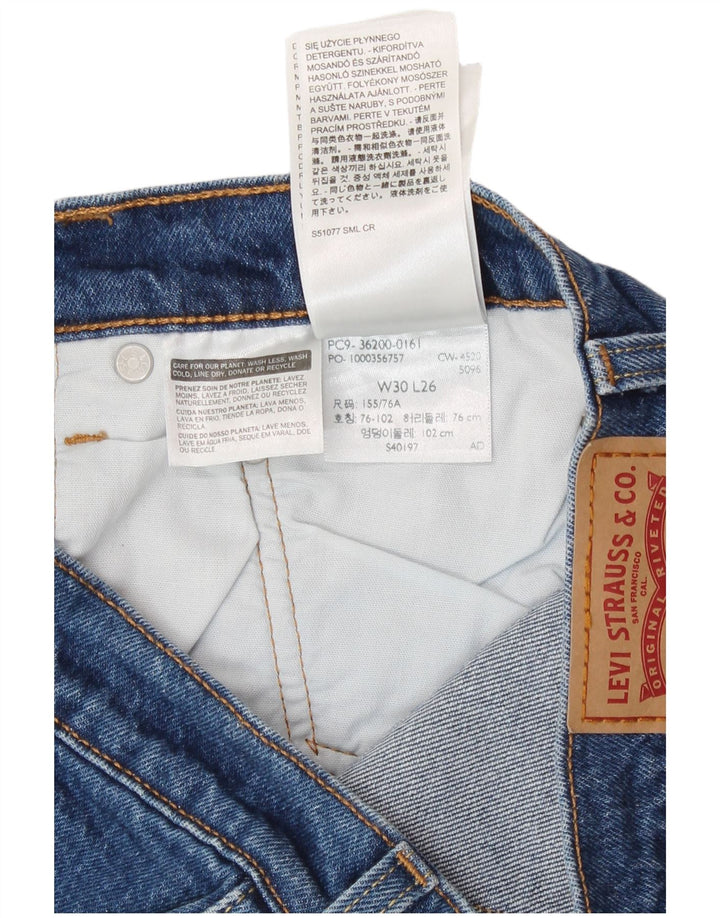 Levi's Womens 501 Crop Straight Jeans W30 L26 Blue Cotton