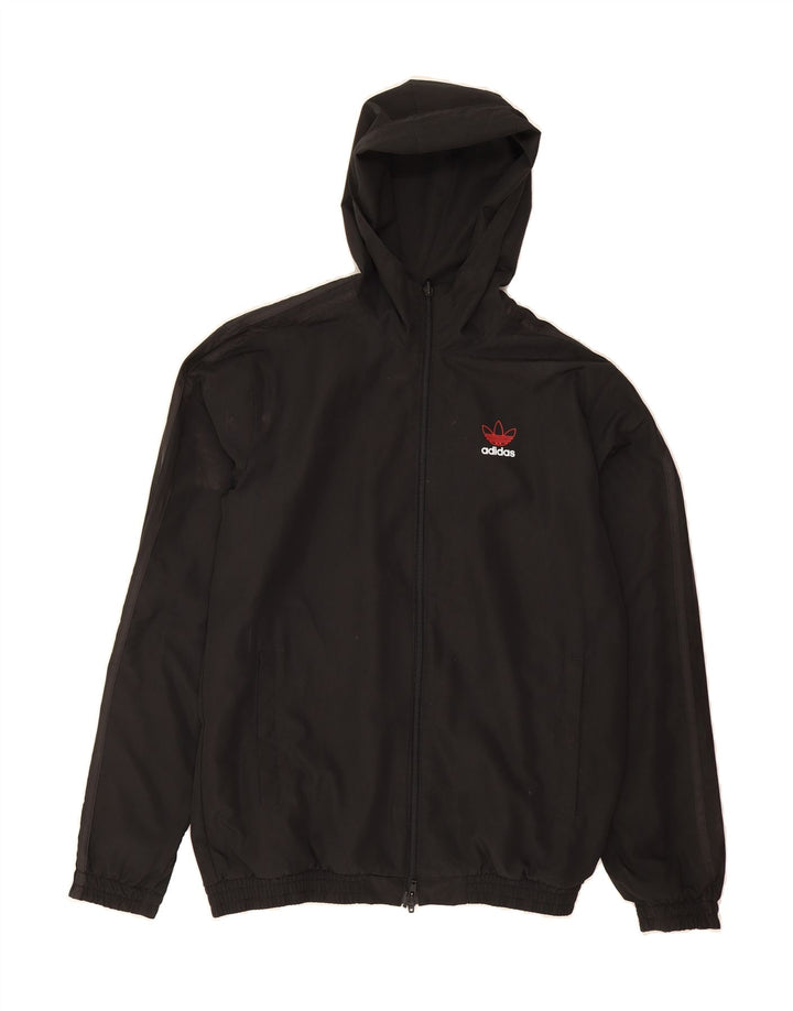 ADIDAS Mens Hooded Reversible Jacket UK 36 Small Black Polyester Vintage Adidas and Second-Hand Adidas from Messina Hembry 