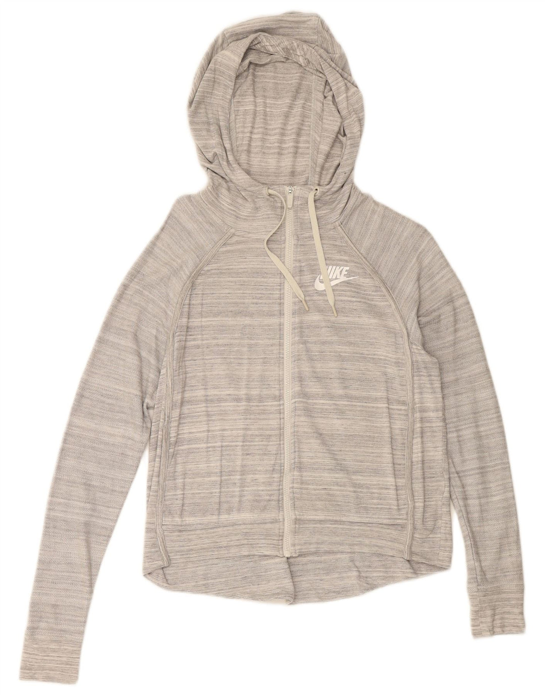Felpa con cappuccio e zip da donna NIKE UK 14 grigio medio a righe
