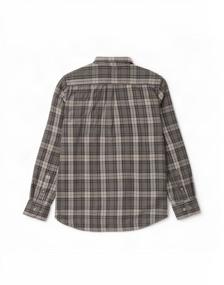 Camicia da uomo in flanella dalla vestibilità regolare di Dack XL in cotone a quadri grigio