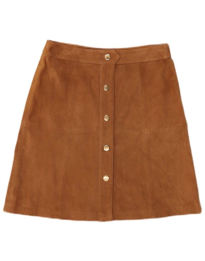 Minigonna da donna in pelle scamosciata Luisa Spagnoli IT 40 piccola W28 in pelle marrone