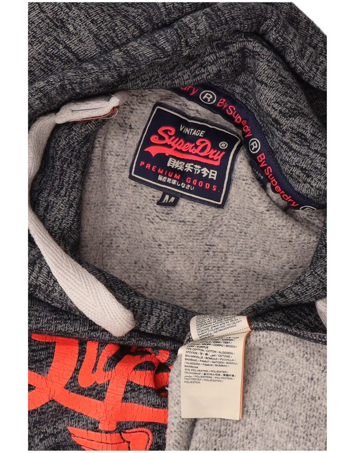 Felpa con cappuccio grafica da donna Superdry UK 12 cotone medio blu navy screziato