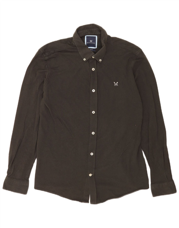 Crew Clothing Camicia slim fit da uomo grande in cotone nero