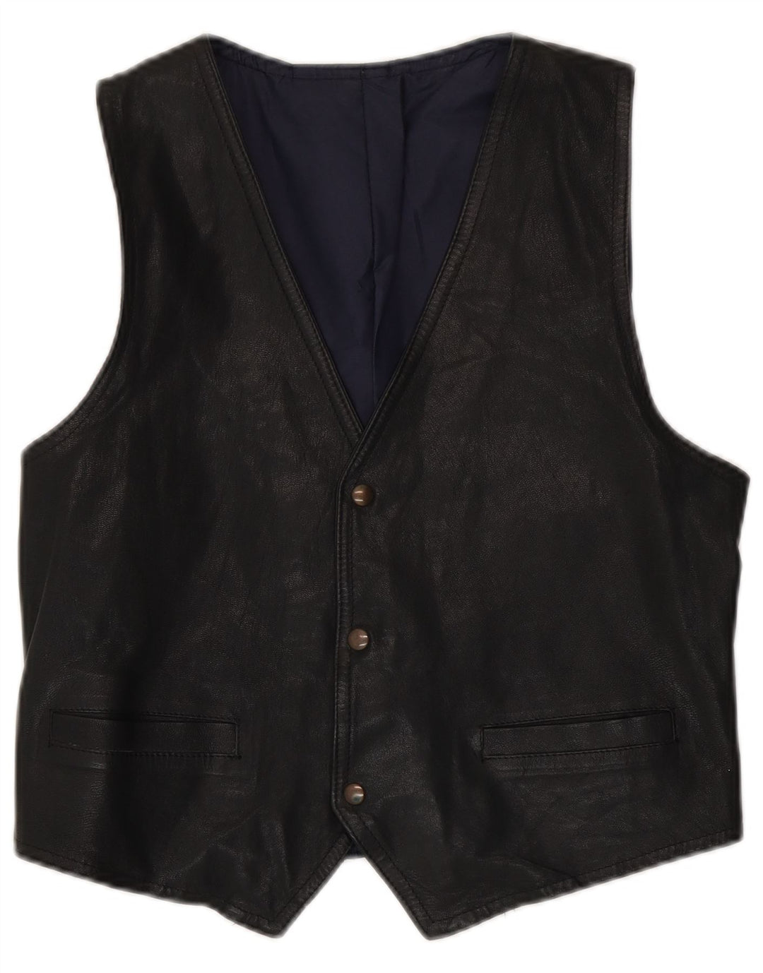 Gilet in pelle da uomo vintage in pelle nera media