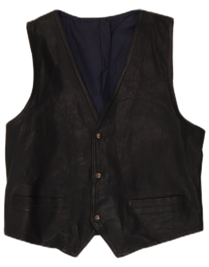 Gilet in pelle da uomo vintage in pelle nera media