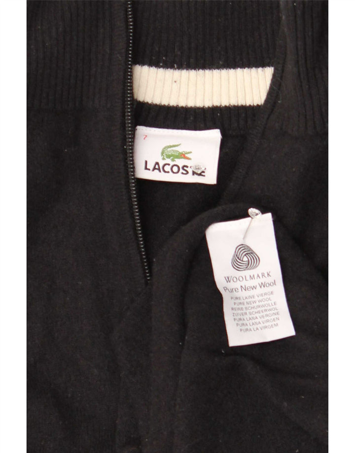 Maglione maglione da uomo con zip e collo Lacoste taglia 7 2XL lana nera