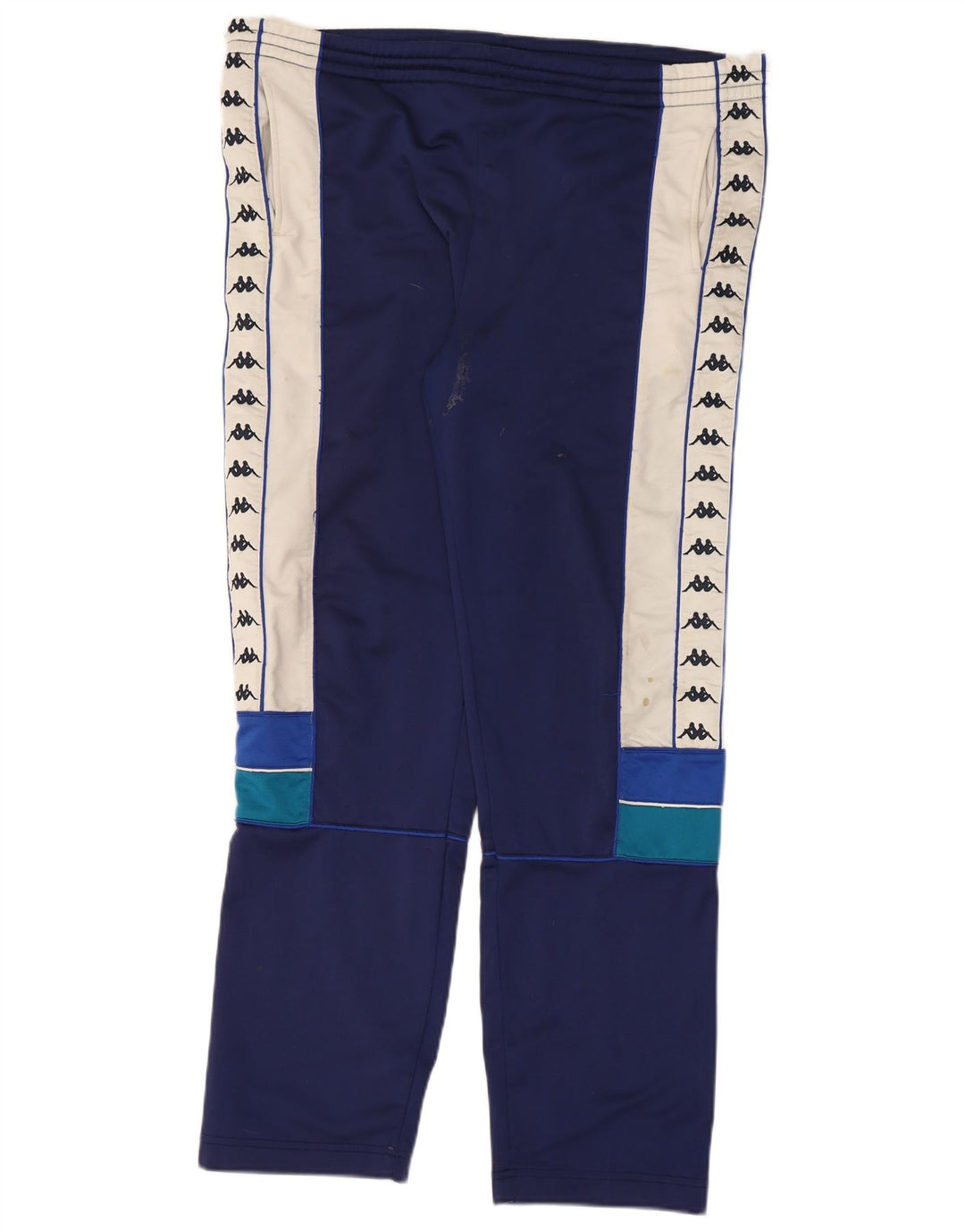 KAPPA Mens Graphic Tracksuit Trousers Large  Navy Blue Colourblock