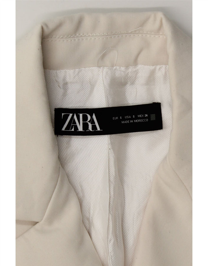 Giacca blazer doppiopetto da donna Zara UK 10 piccola poliestere bianco