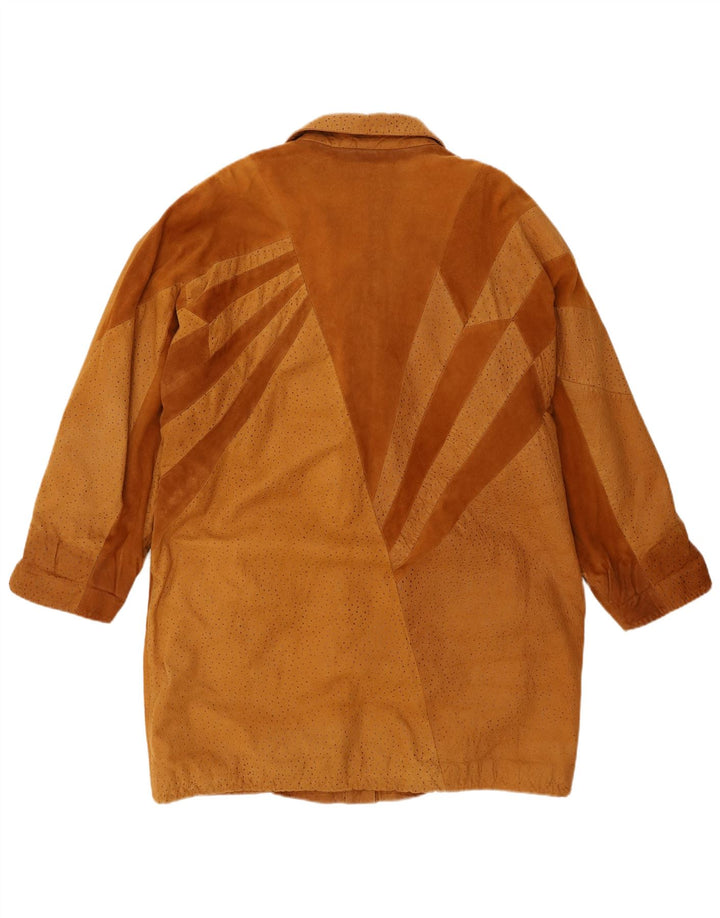 Soprabito in pelle scamosciata da donna Barth UK 16 grande in pelle marrone