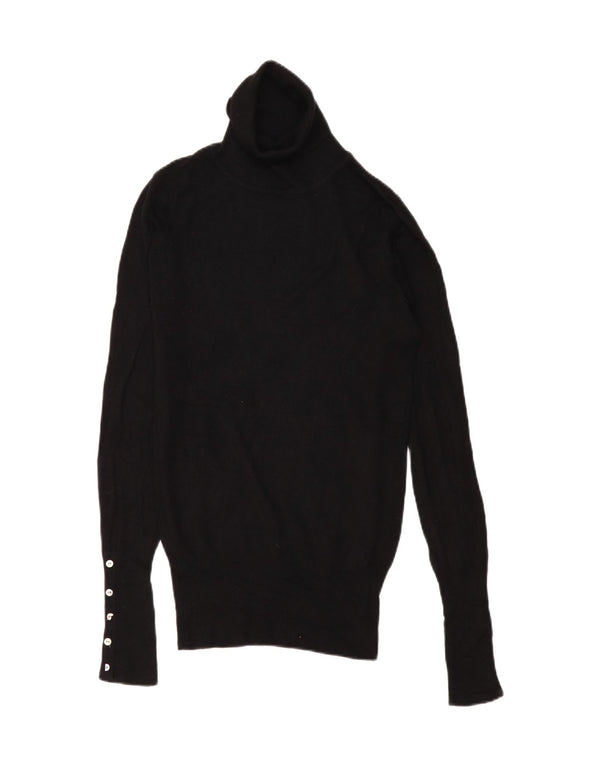 Zara Womens Roll Neck Jumper Sweater UK 10 Small Black Rayon