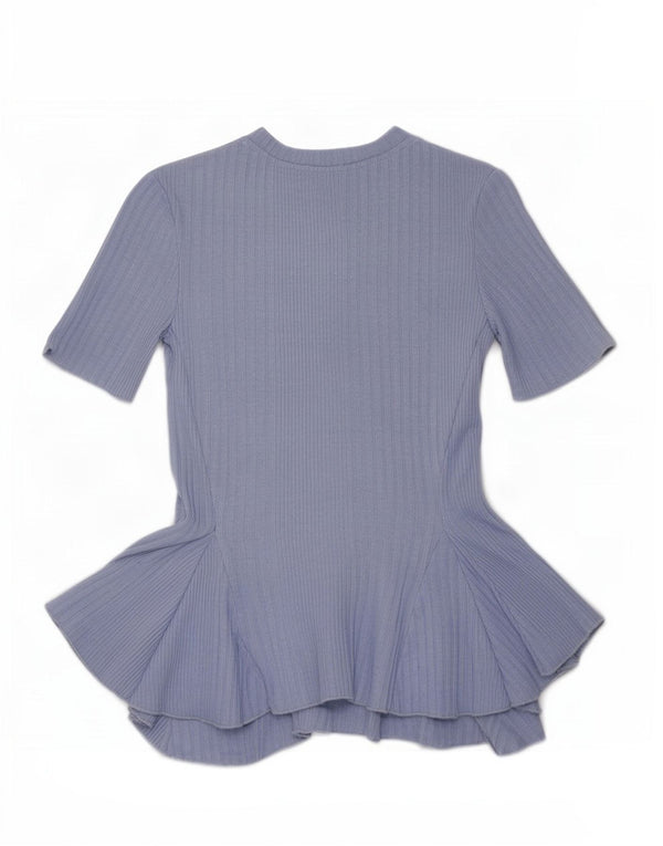 Top corto asimmetrico corto da donna Zara UK 8 piccolo blu