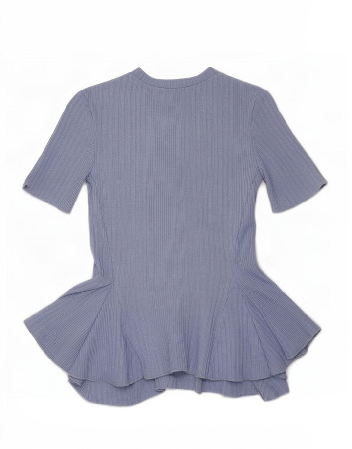 Top corto asimmetrico corto da donna Zara UK 8 piccolo blu
