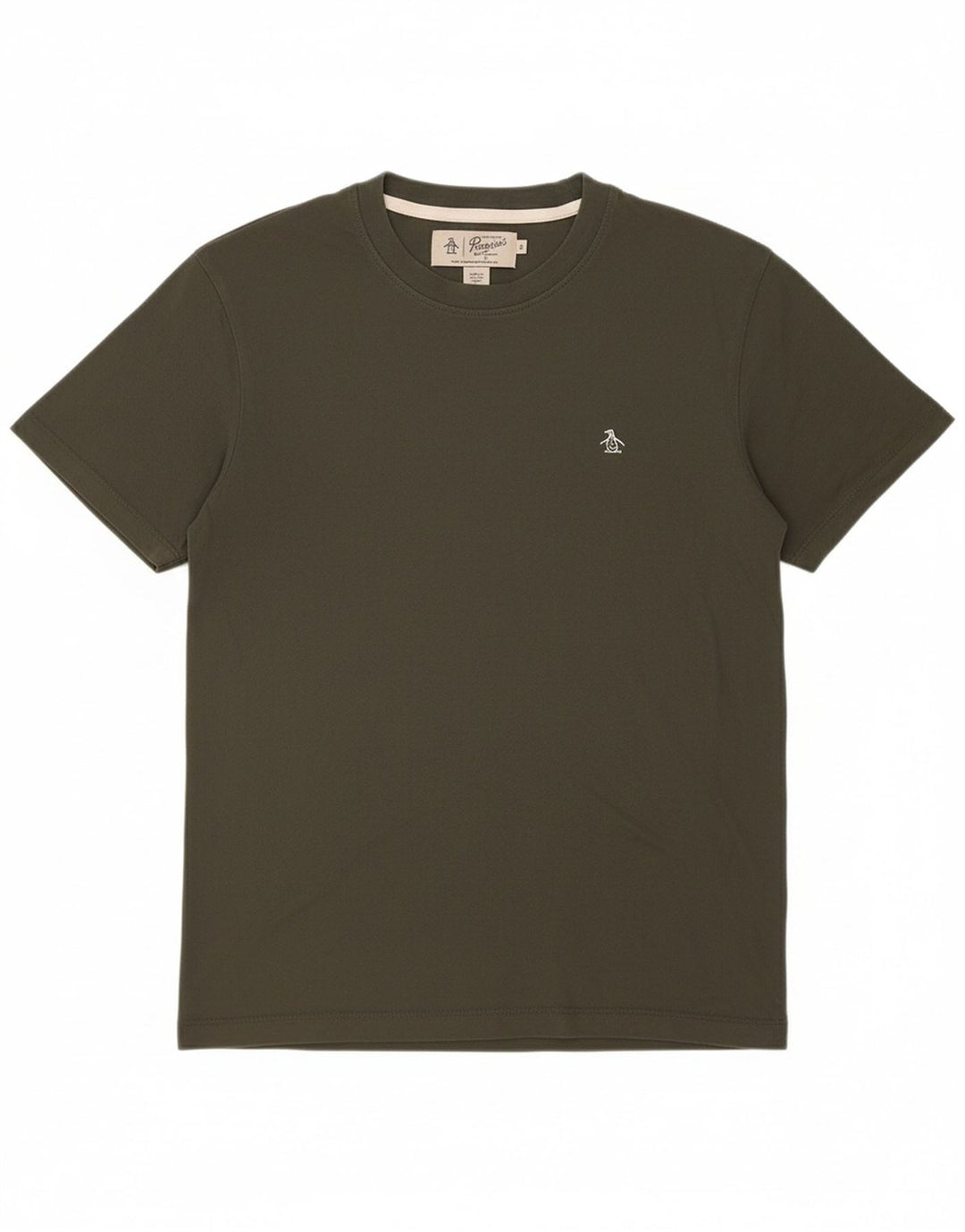 PENGUIN Mens T-Shirt Top Small Khaki Cotton