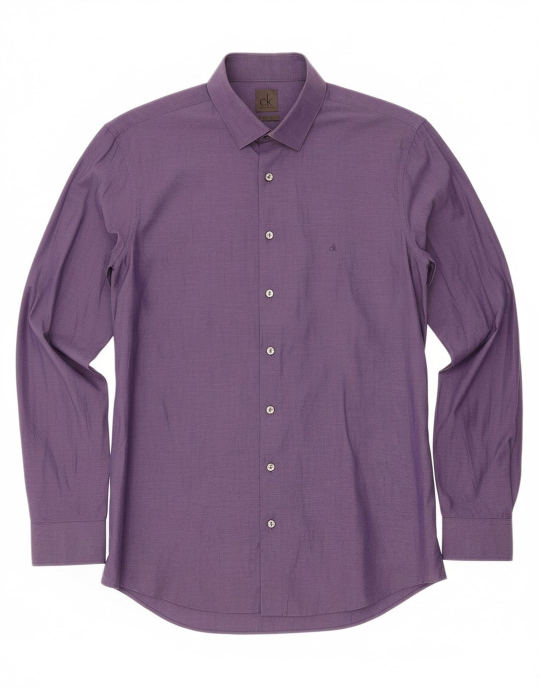 CALVIN KLEIN Mens Slim Fit Shirt Large Purple Cotton
