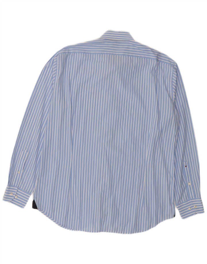 Camicia aderente da uomo Tommy Hilfiger taglia 43 grande cotone a righe blu