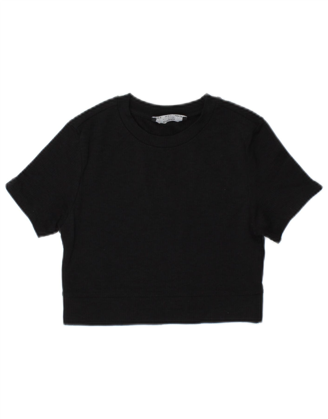 T-shirt corta da donna Bershka UK 10 piccola nera in poliammide