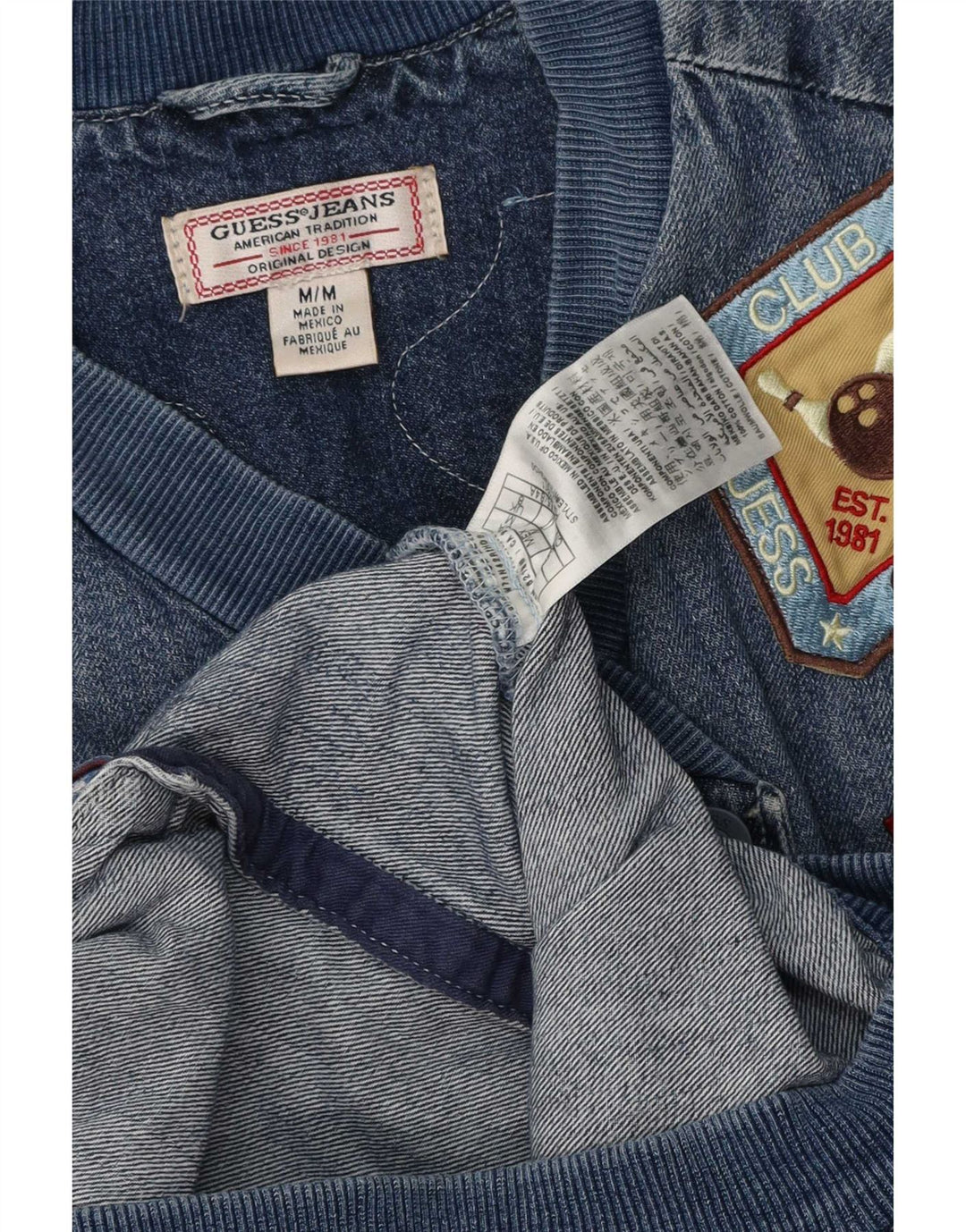 Guess Giacca di jeans oversize con grafica da donna UK 8 Small Cotone blu