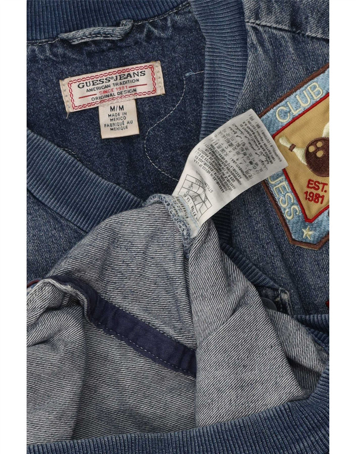 Guess Giacca di jeans oversize con grafica da donna UK 8 Small Cotone blu