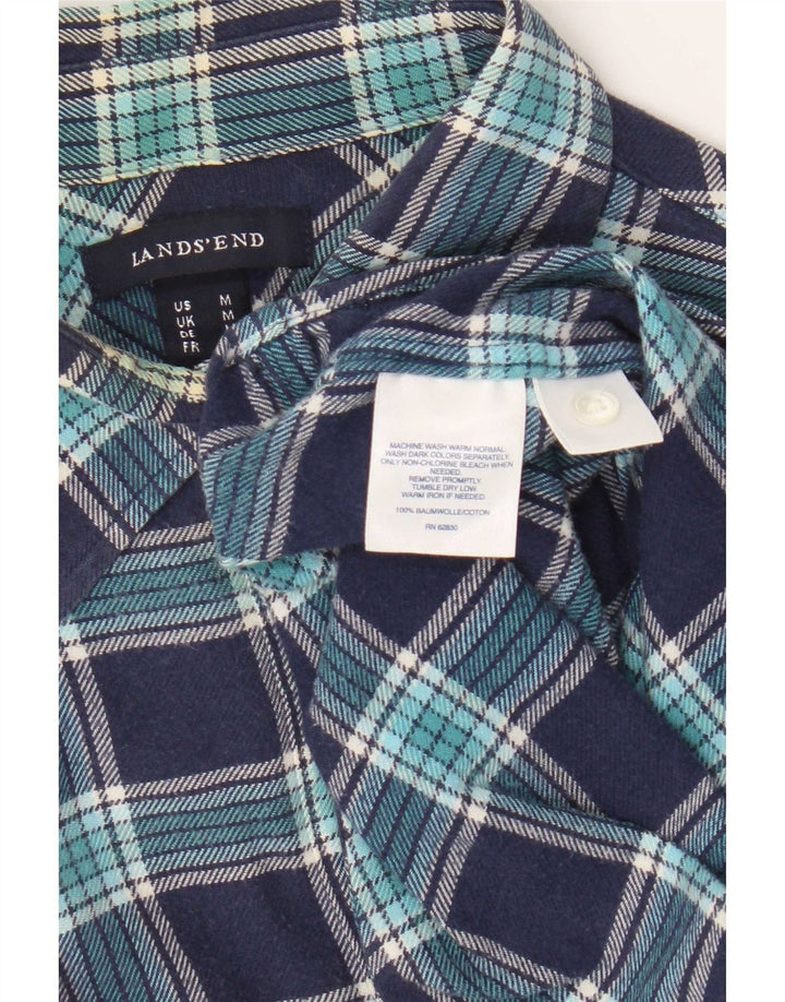 Camicia di flanella da donna Lands End UK 14 Cotone a quadri blu navy medio
