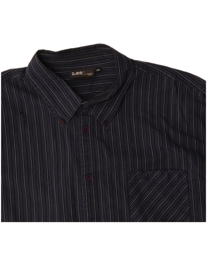 Camicia da uomo Lee 2XL cotone a righe blu navy