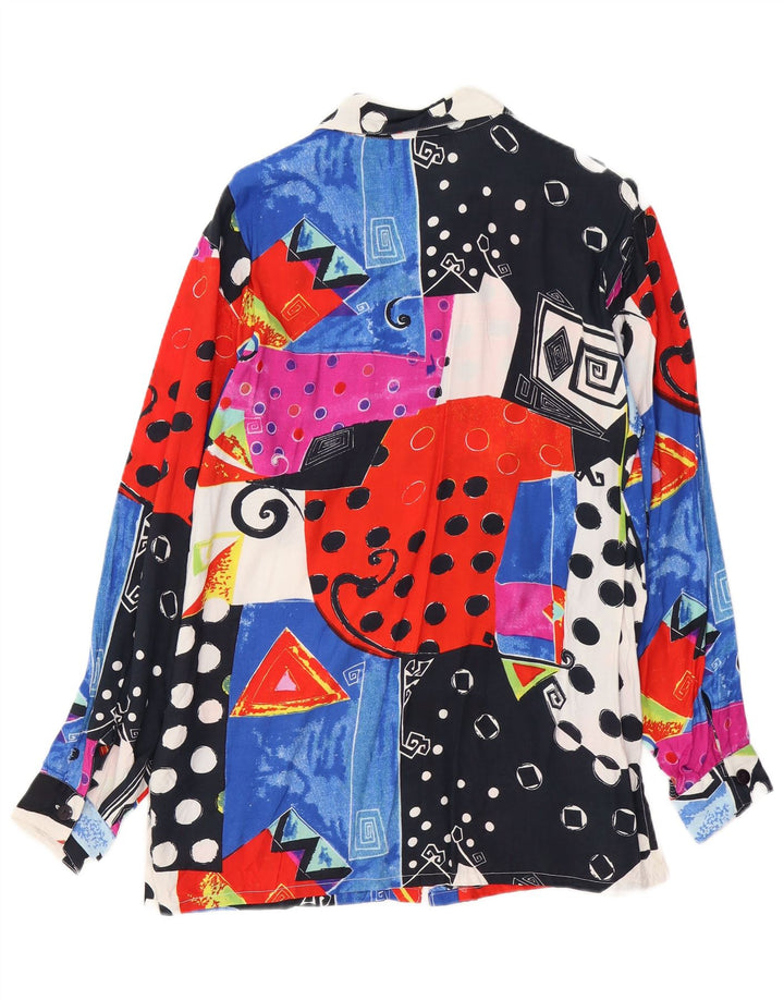 Camicetta camicia da donna VINTAGE EU 44/46 XL Viscosa patchwork multicolore