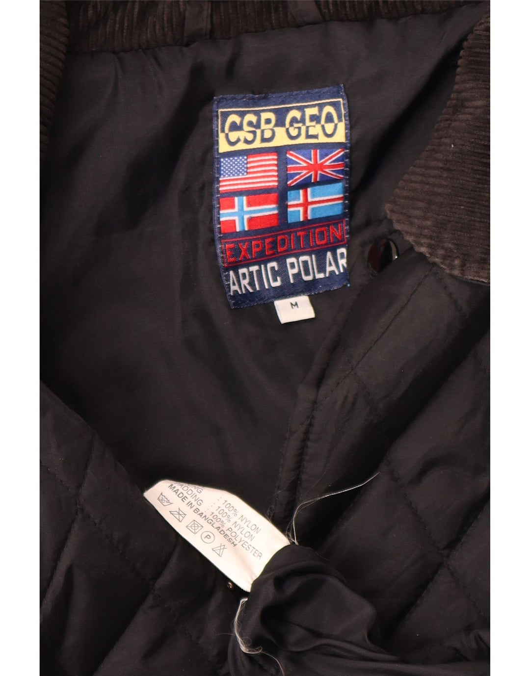 Giacca trapuntata da uomo vintage UK 38 nylon nero medio