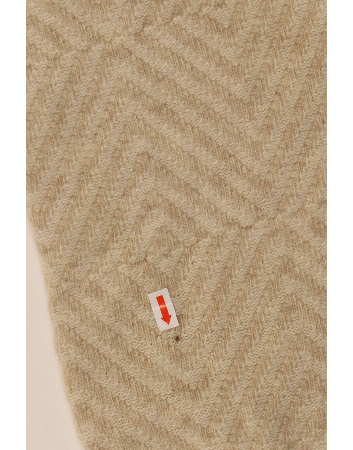 Lyle & Scott Maglione da uomo con scollo a V XL Lana geometrica beige