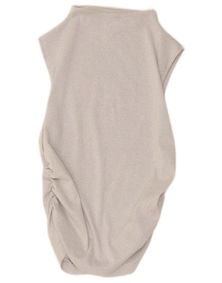 Abito a palloncino da donna Marks & Spencer UK 14 Viscosa chiazzata argento medio
