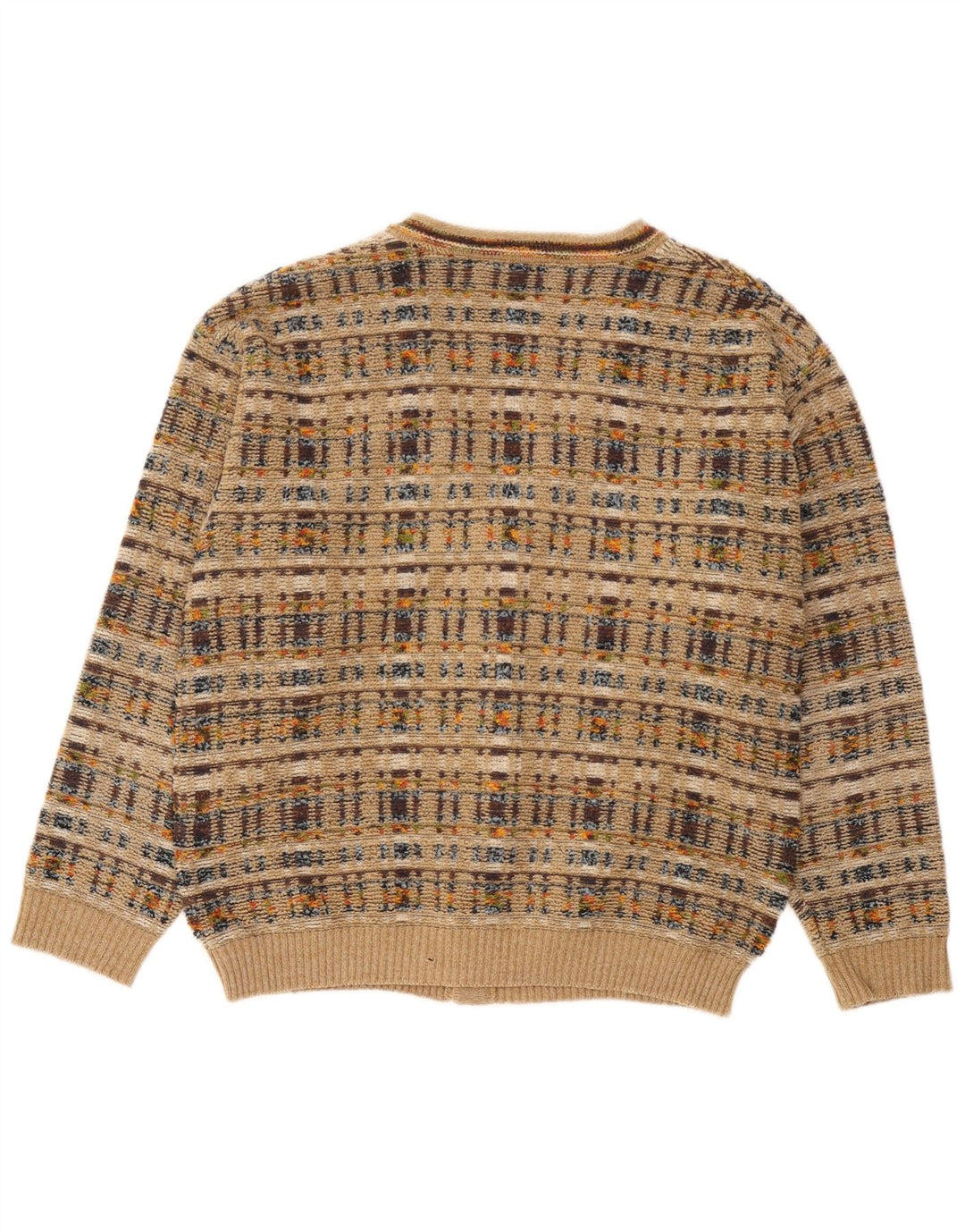 Maglione cardigan da uomo vintage a quadri beige grandi