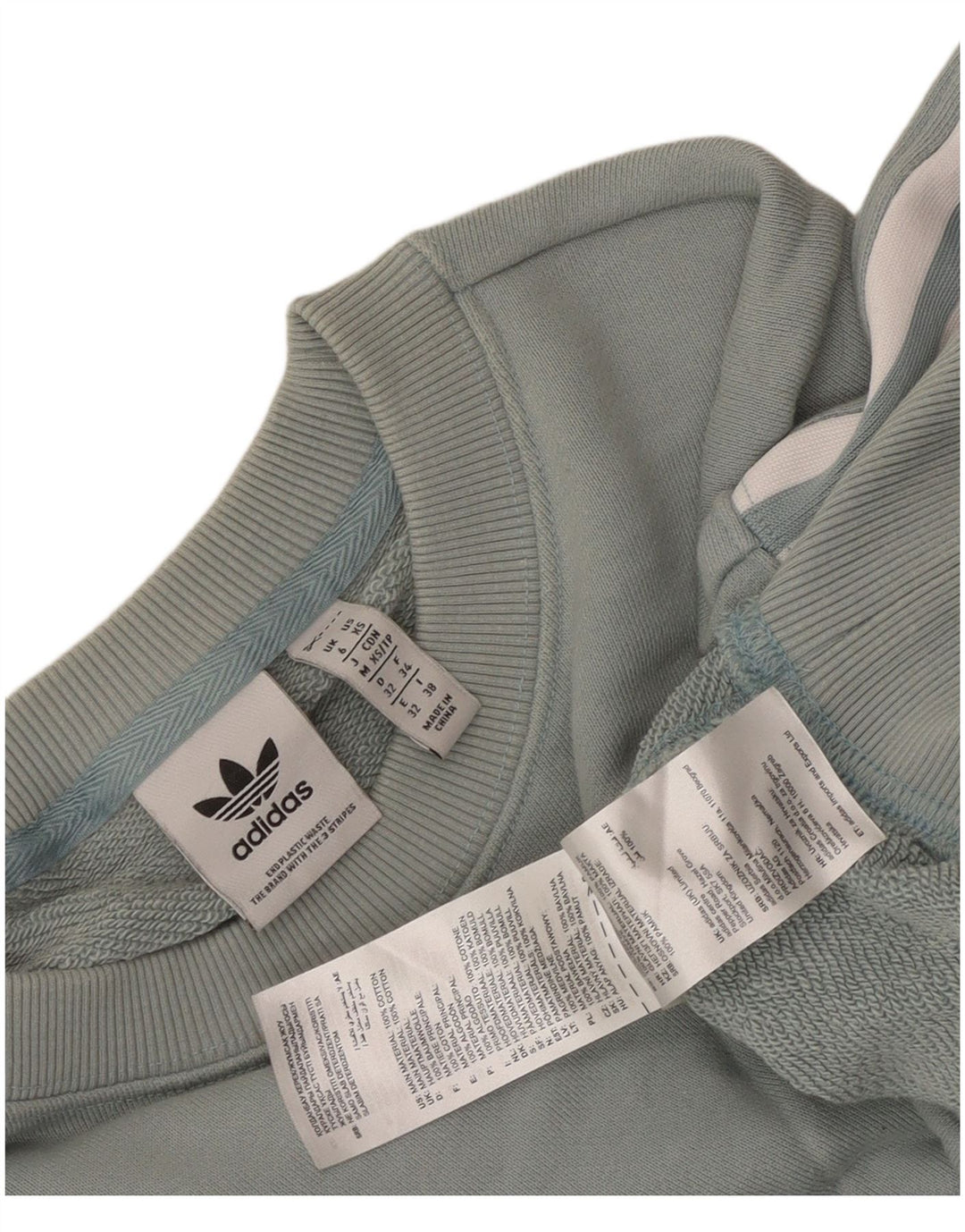 Felpa oversize corta Adidas da donna, maglione UK 6 XS, cotone blu
