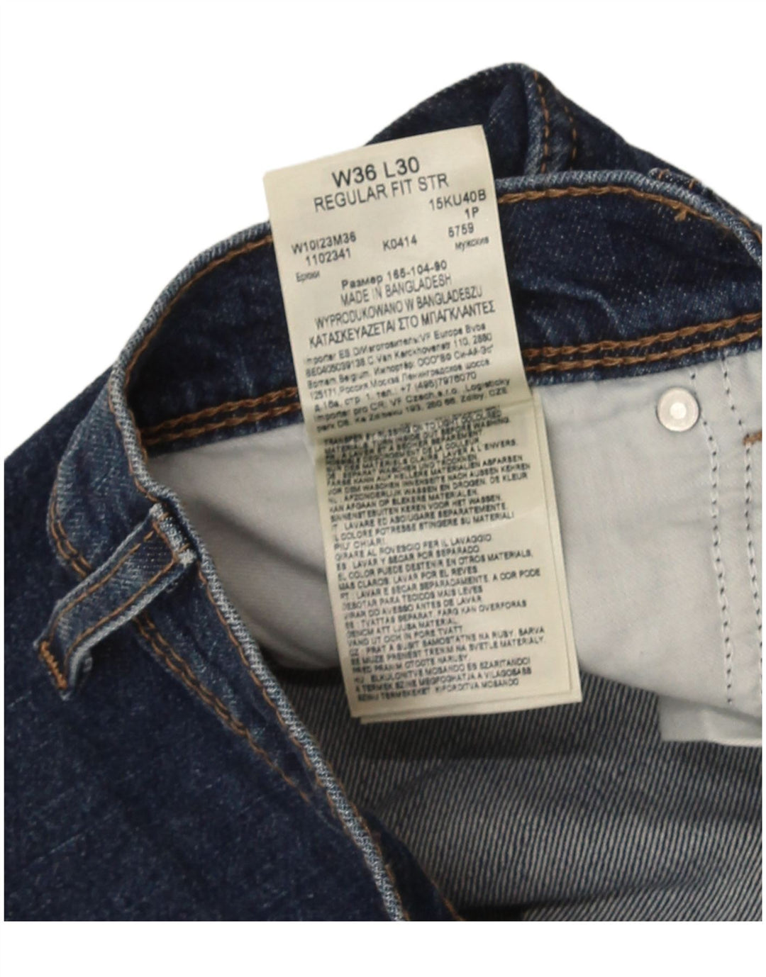 Jeans dritti da uomo Wrangler vestibilità regolare W36 L30 cotone blu